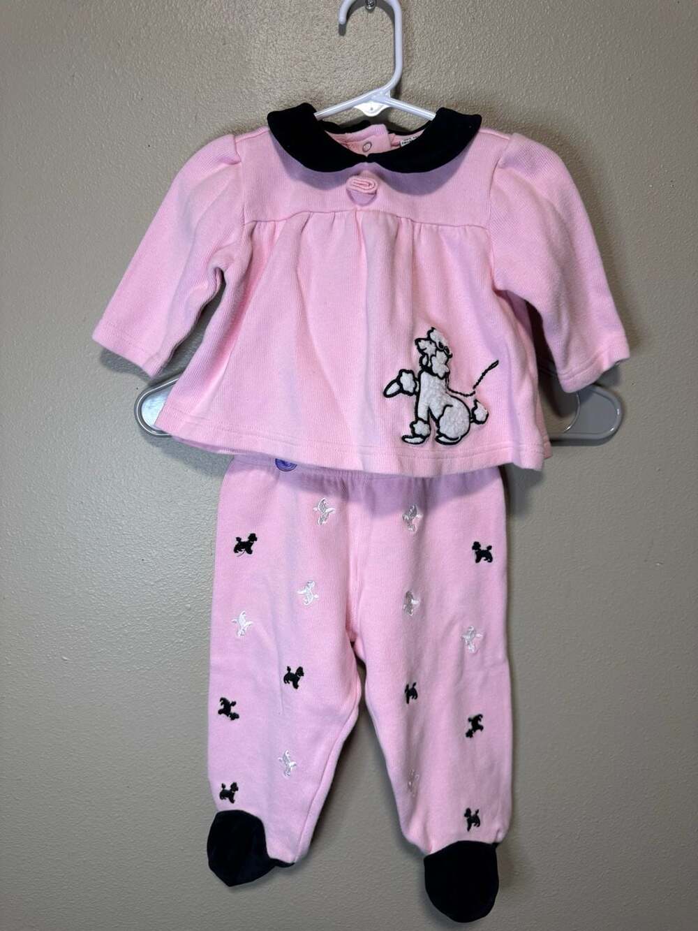 Vintage Okie Dokie Poodle Outfit 6/9M Pink Black